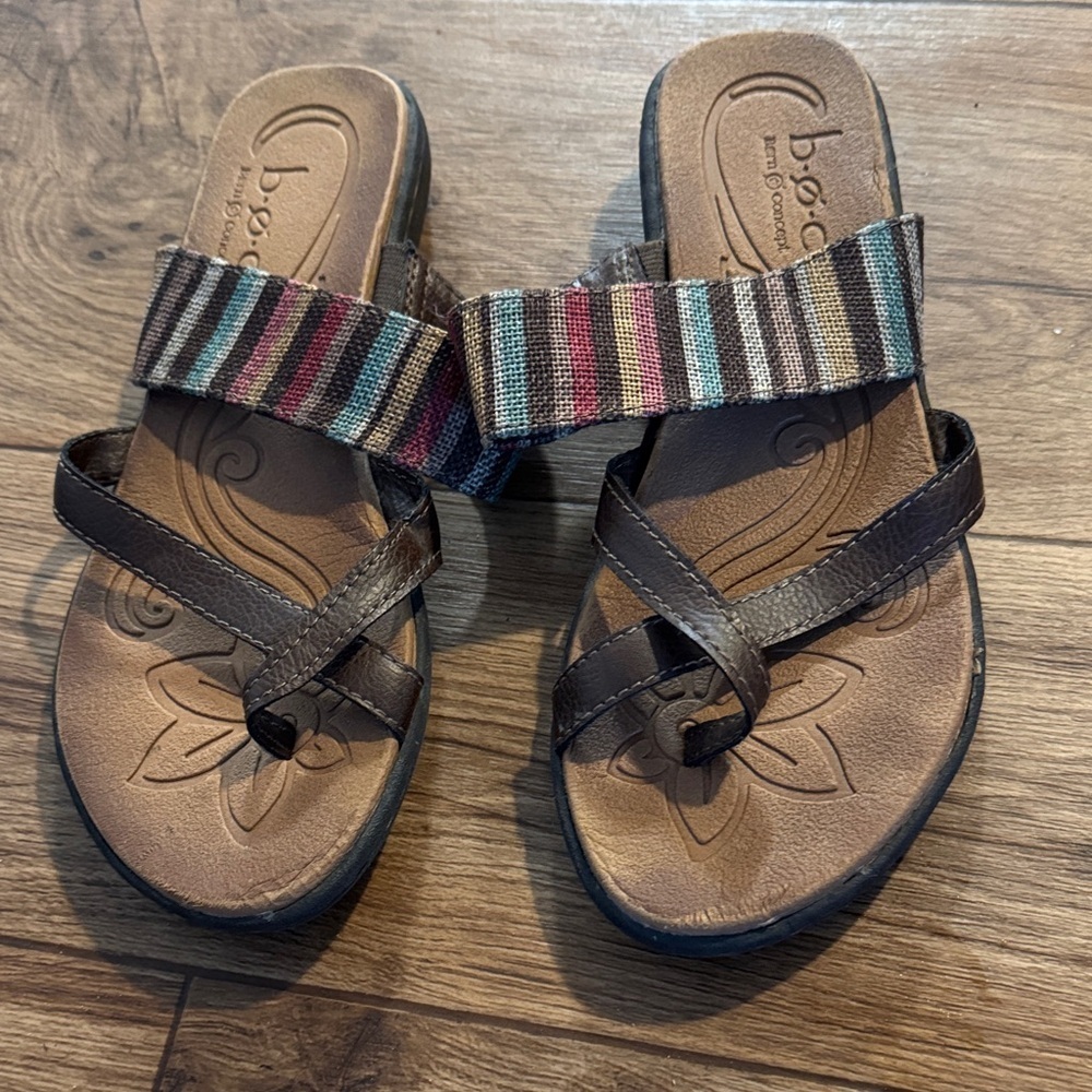 BOC Striped Sandals with Brown and Multicolor Straps